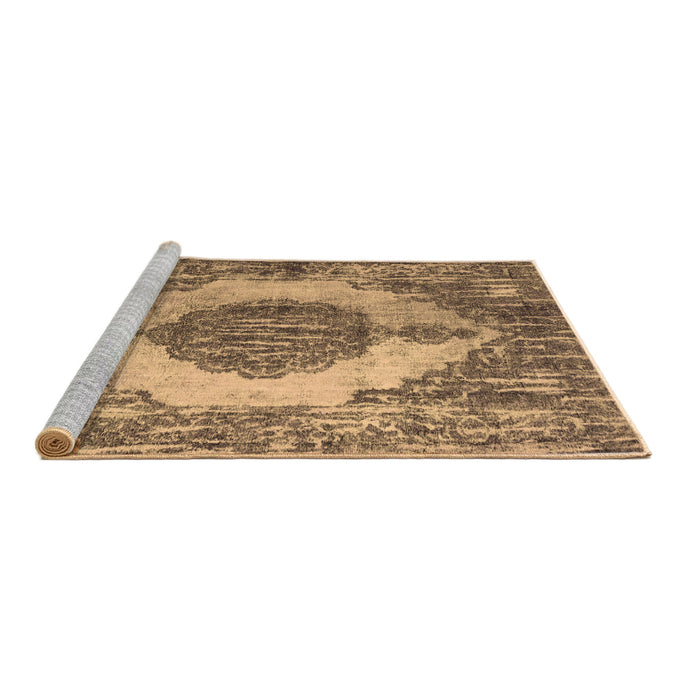Sideview of Machine Washable Abstract Brown Contemporary Rug, wshcon1091brn