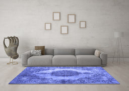 Machine Washable Abstract Blue Contemporary Rug in a Living Room, wshcon1091blu
