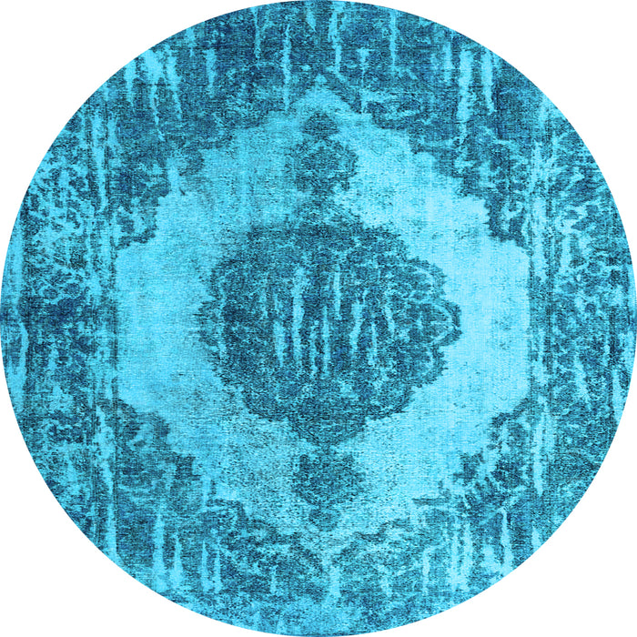 Round Abstract Light Blue Contemporary Rug, con1091lblu