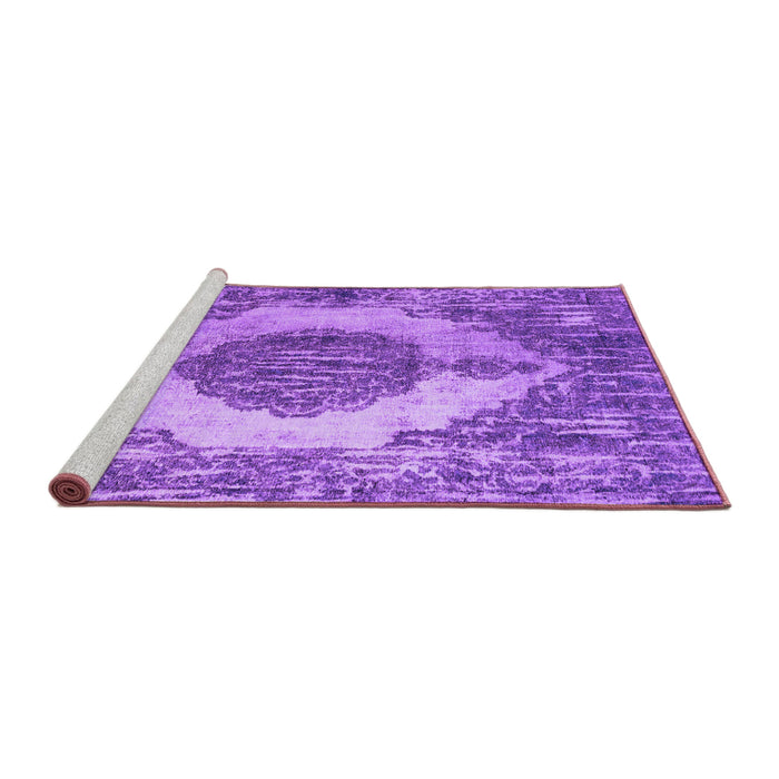 Sideview of Machine Washable Abstract Purple Contemporary Area Rugs, wshcon1091pur