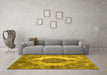 Machine Washable Abstract Yellow Contemporary Rug in a Living Room, wshcon1091yw