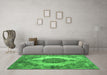 Machine Washable Abstract Green Contemporary Area Rugs in a Living Room,, wshcon1091grn