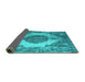 Sideview of Abstract Turquoise Contemporary Rug, con1091turq