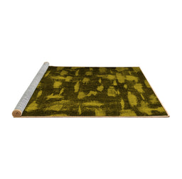 Sideview of Machine Washable Persian Yellow Bohemian Rug, wshcon1092yw