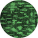 Round Machine Washable Persian Emerald Green Bohemian Area Rugs, wshcon1092emgrn