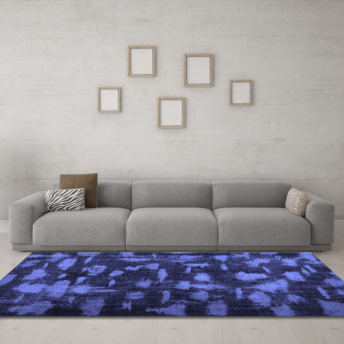 Machine Washable Persian Blue Bohemian Rug in a Living Room, wshcon1092blu