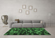 Machine Washable Persian Emerald Green Bohemian Area Rugs in a Living Room,, wshcon1092emgrn