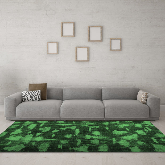 Machine Washable Persian Emerald Green Bohemian Area Rugs in a Living Room,, wshcon1092emgrn
