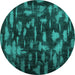 Round Machine Washable Persian Turquoise Bohemian Area Rugs, wshcon1092turq