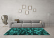 Machine Washable Persian Turquoise Bohemian Area Rugs in a Living Room,, wshcon1092turq