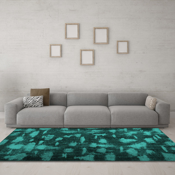 Machine Washable Persian Turquoise Bohemian Area Rugs in a Living Room,, wshcon1092turq