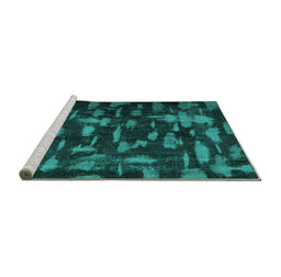 Sideview of Machine Washable Persian Turquoise Bohemian Area Rugs, wshcon1092turq