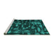 Sideview of Machine Washable Persian Turquoise Bohemian Area Rugs, wshcon1092turq