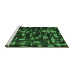 Sideview of Machine Washable Persian Emerald Green Bohemian Area Rugs, wshcon1092emgrn