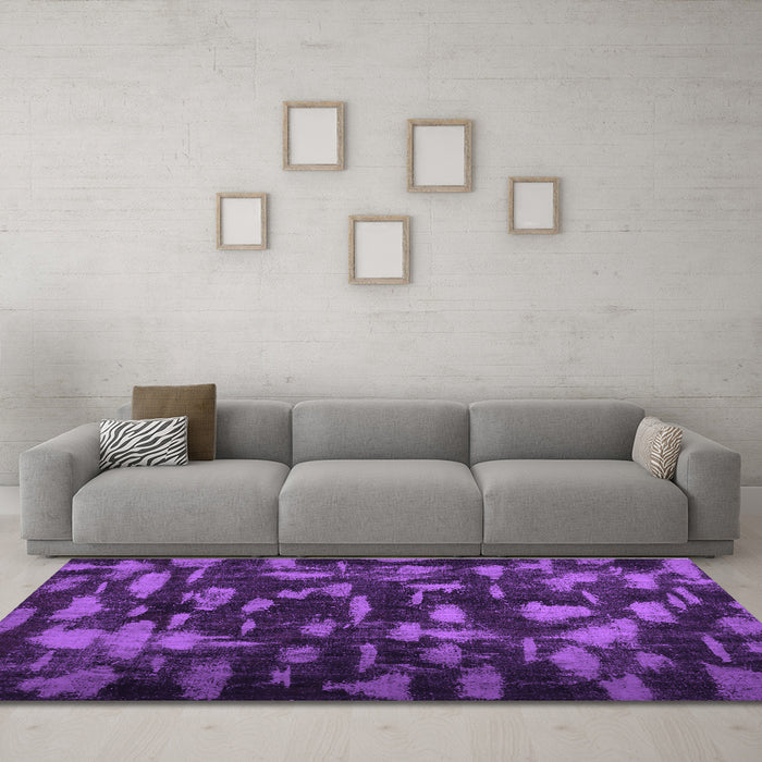 Machine Washable Persian Purple Bohemian Area Rugs in a Living Room, wshcon1092pur