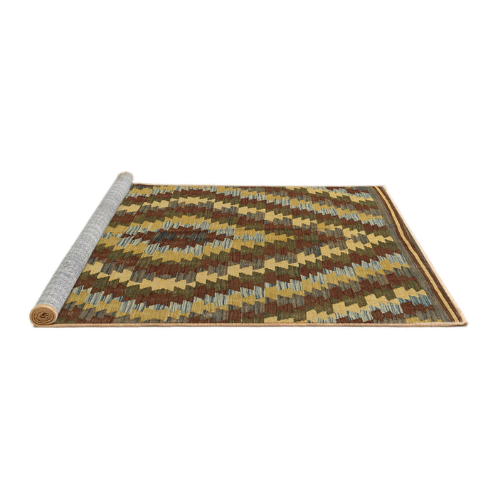 Serging Thickness of Machine Washable Contemporary Saddle Brown Rug, wshcon1093