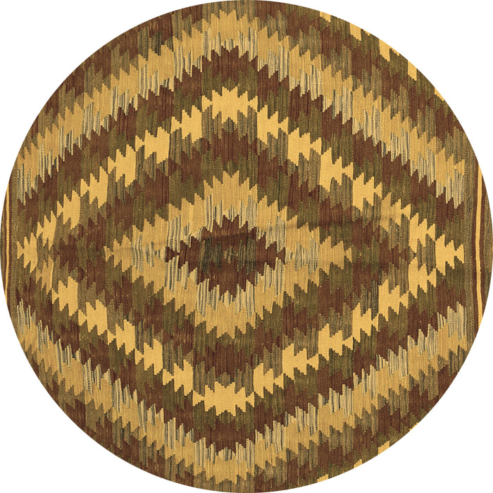 Round Machine Washable Southwestern Brown Country Rug, wshcon1093brn