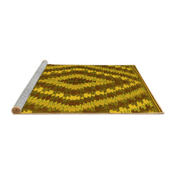 Sideview of Machine Washable Southwestern Yellow Country Rug, wshcon1093yw