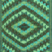 Square Machine Washable Southwestern Turquoise Country Area Rugs, wshcon1093turq