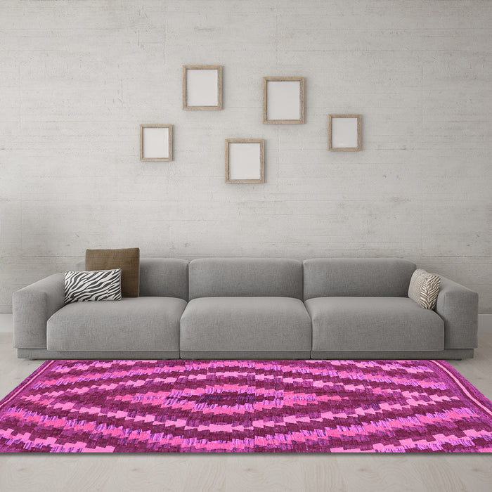 Machine Washable Southwestern Pink Country Rug in a Living Room, wshcon1093pnk