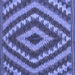 Square Machine Washable Southwestern Blue Country Rug, wshcon1093blu