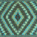 Square Machine Washable Southwestern Light Blue Country Rug, wshcon1093lblu