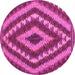 Round Southwestern Pink Country Rug, con1093pnk