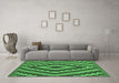 Machine Washable Southwestern Emerald Green Country Area Rugs in a Living Room,, wshcon1093emgrn