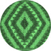 Round Southwestern Emerald Green Country Rug, con1093emgrn