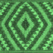 Square Machine Washable Southwestern Emerald Green Country Area Rugs, wshcon1093emgrn