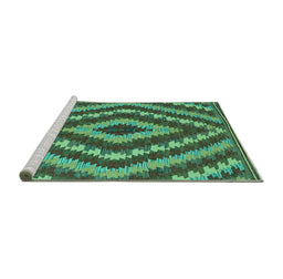 Sideview of Machine Washable Southwestern Turquoise Country Area Rugs, wshcon1093turq