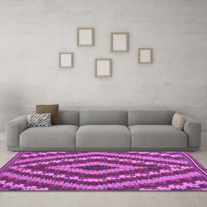 Machine Washable Southwestern Purple Country Area Rugs in a Living Room, wshcon1093pur