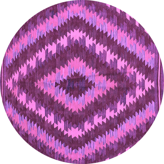 Round Machine Washable Southwestern Purple Country Area Rugs, wshcon1093pur