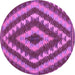 Round Machine Washable Southwestern Purple Country Area Rugs, wshcon1093pur