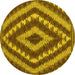 Round Southwestern Yellow Country Rug, con1093yw