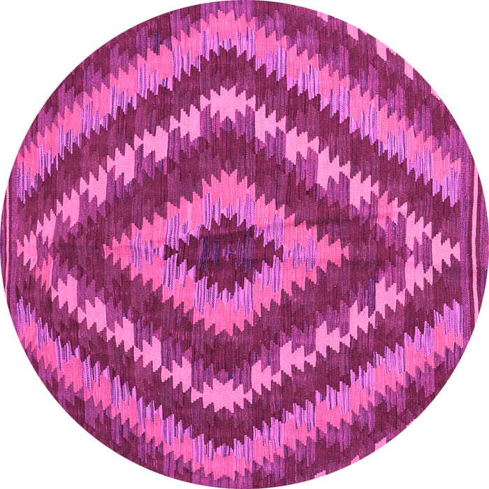 Round Machine Washable Southwestern Pink Country Rug, wshcon1093pnk