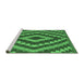 Sideview of Machine Washable Southwestern Emerald Green Country Area Rugs, wshcon1093emgrn