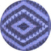 Round Southwestern Blue Country Rug, con1093blu