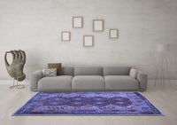 Machine Washable Oriental Blue Traditional Rug, wshcon1094blu