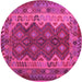 Round Oriental Pink Traditional Rug, con1094pnk