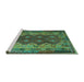 Sideview of Machine Washable Oriental Turquoise Traditional Area Rugs, wshcon1094turq