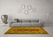 Machine Washable Oriental Yellow Traditional Rug in a Living Room, wshcon1094yw