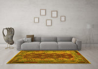 Machine Washable Oriental Yellow Traditional Rug, wshcon1094yw