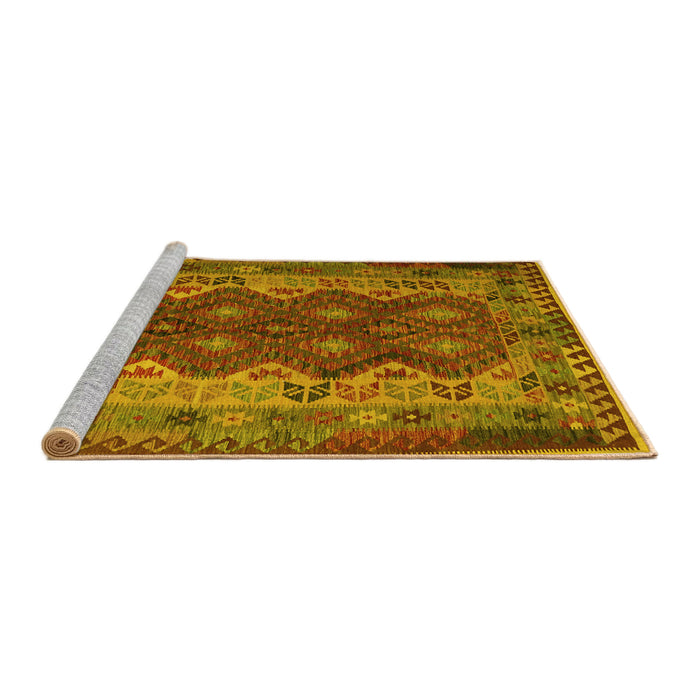 Sideview of Machine Washable Oriental Yellow Traditional Rug, wshcon1094yw