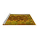 Sideview of Machine Washable Oriental Yellow Traditional Rug, wshcon1094yw