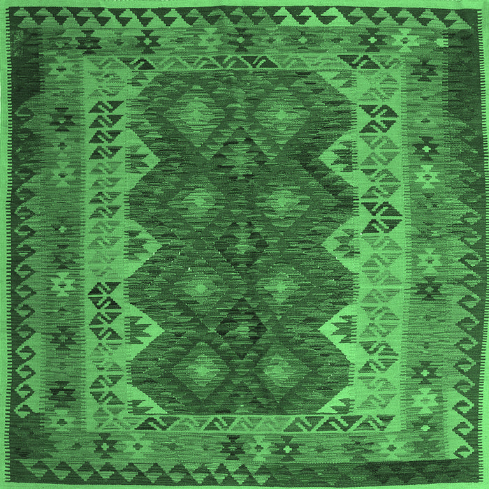 Square Oriental Emerald Green Traditional Rug, con1094emgrn