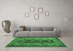 Machine Washable Oriental Emerald Green Traditional Area Rugs in a Living Room,, wshcon1094emgrn