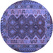 Round Machine Washable Oriental Blue Traditional Rug, wshcon1094blu