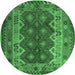 Round Oriental Emerald Green Traditional Rug, con1094emgrn