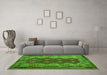 Machine Washable Oriental Green Traditional Area Rugs in a Living Room,, wshcon1094grn